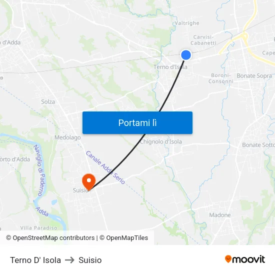 Terno D' Isola to Suisio map