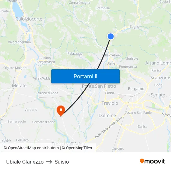Ubiale Clanezzo to Suisio map