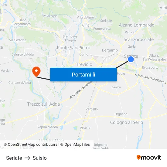 Seriate to Suisio map