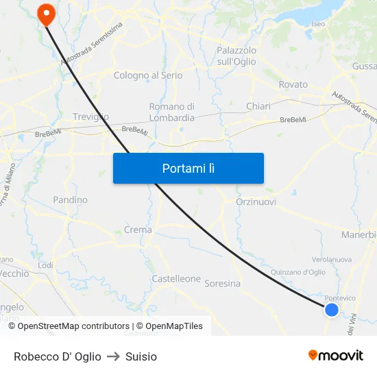Robecco D' Oglio to Suisio map