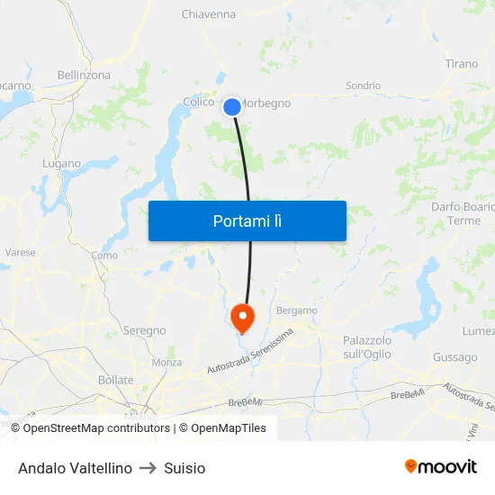 Andalo Valtellino to Suisio map