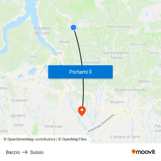 Barzio to Suisio map