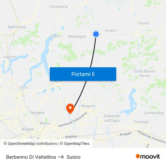 Berbenno Di Valtellina to Suisio map