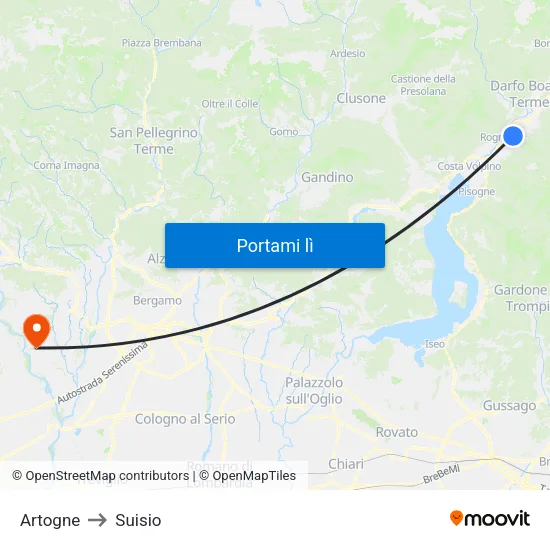Artogne to Suisio map