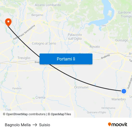 Bagnolo Mella to Suisio map