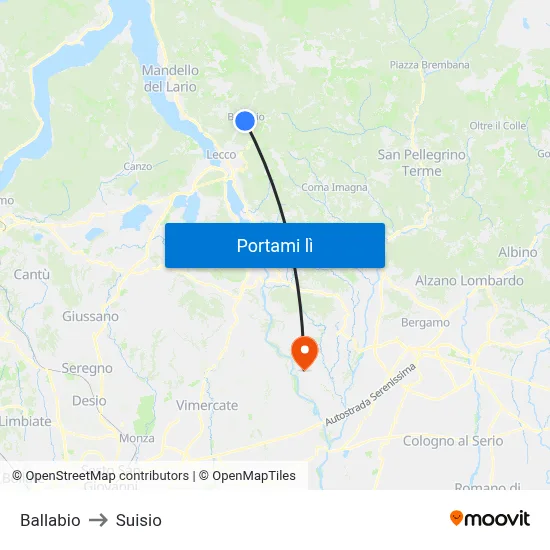 Ballabio to Suisio map