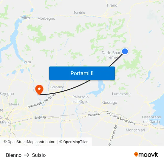 Bienno to Suisio map