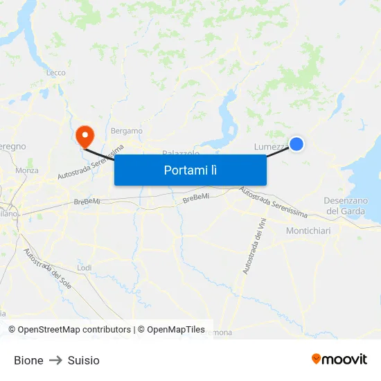Bione to Suisio map