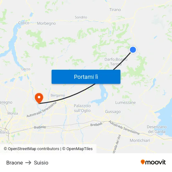 Braone to Suisio map
