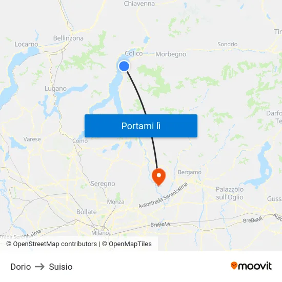 Dorio to Suisio map