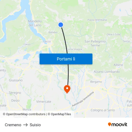 Cremeno to Suisio map