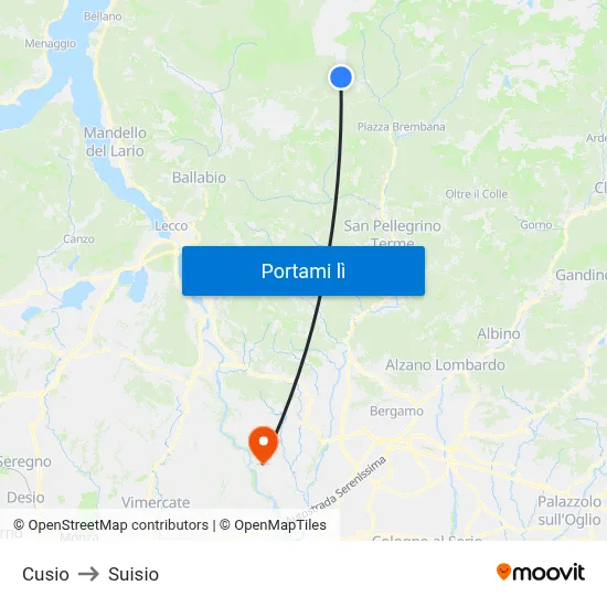 Cusio to Suisio map