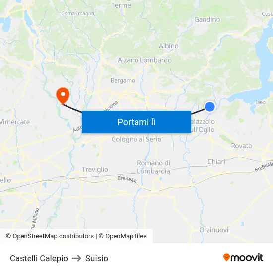 Castelli Calepio to Suisio map