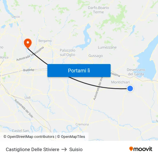 Castiglione Delle Stiviere to Suisio map