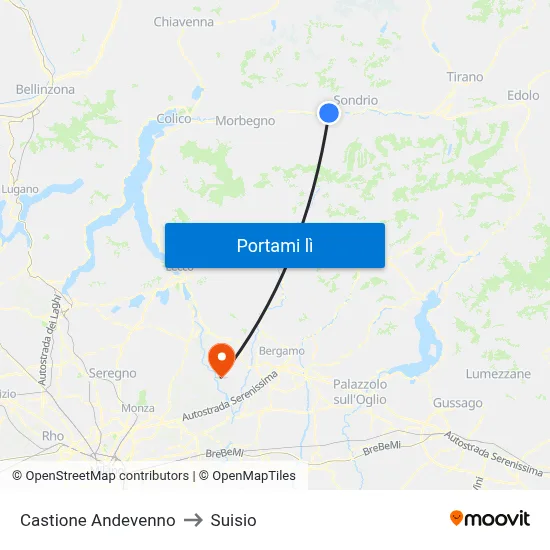 Castione Andevenno to Suisio map