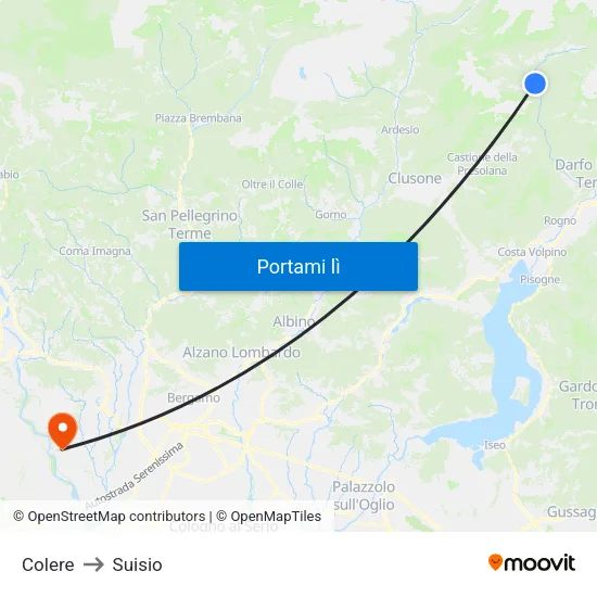 Colere to Suisio map