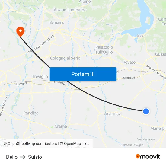 Dello to Suisio map