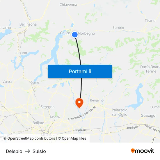 Delebio to Suisio map