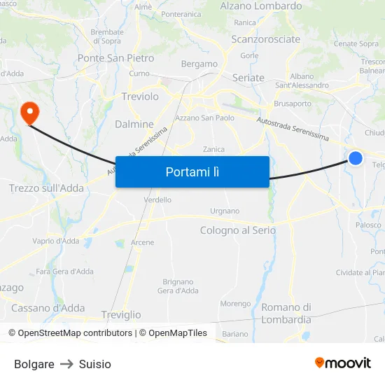 Bolgare to Suisio map