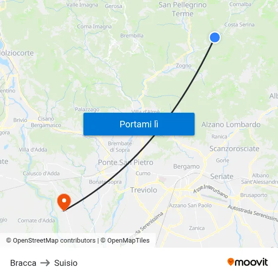 Bracca to Suisio map
