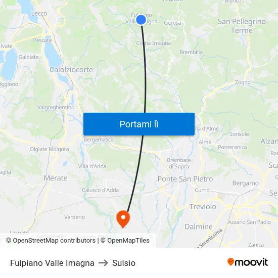 Fuipiano Valle Imagna to Suisio map
