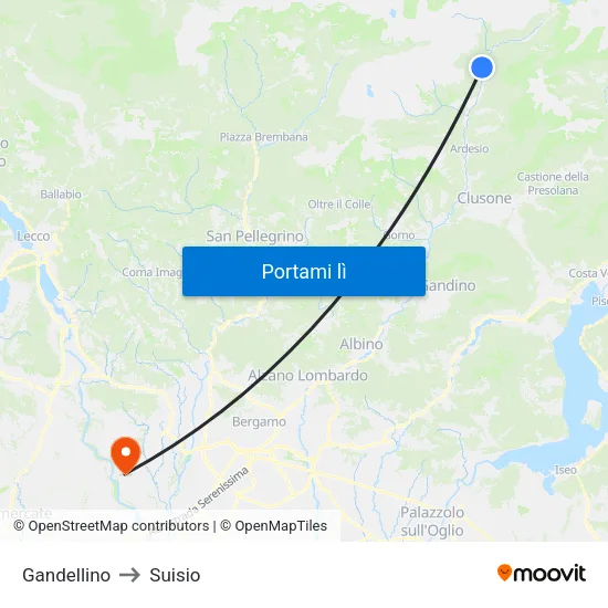 Gandellino to Suisio map