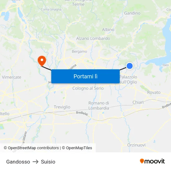 Gandosso to Suisio map