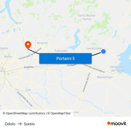 Odolo to Suisio map