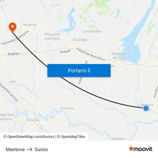 Mantova to Suisio map