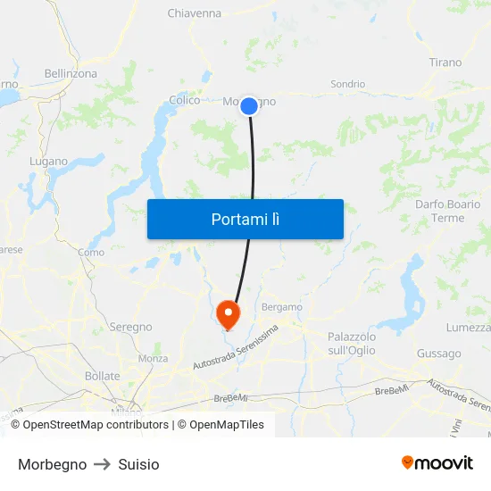 Morbegno to Suisio map