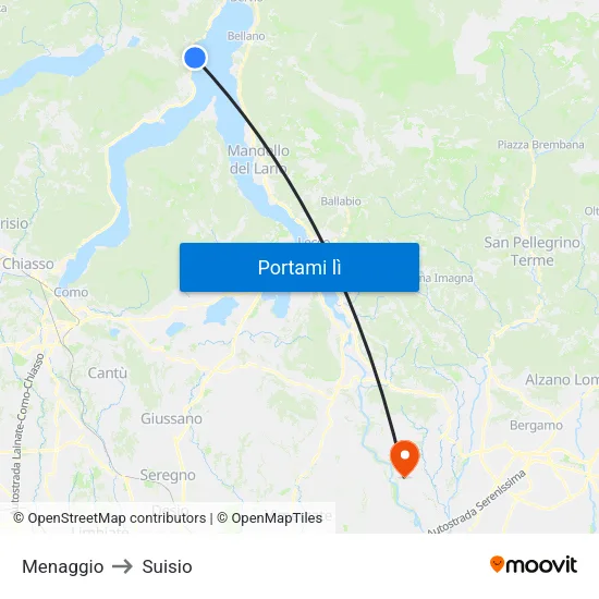 Menaggio to Suisio map