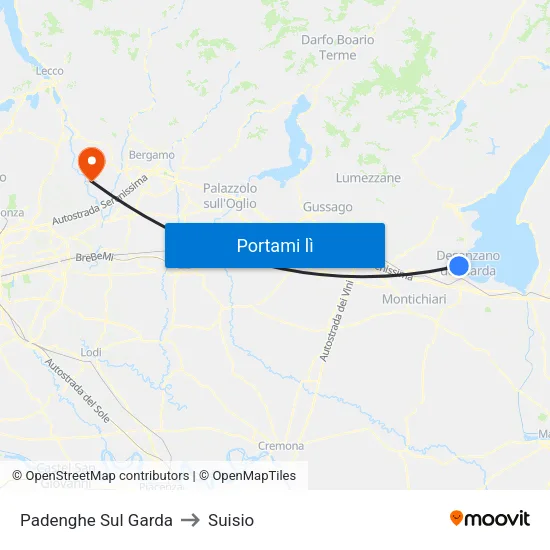 Padenghe Sul Garda to Suisio map