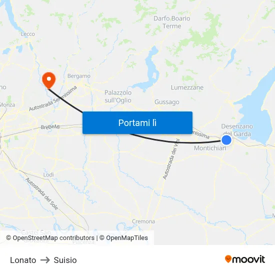 Lonato to Suisio map
