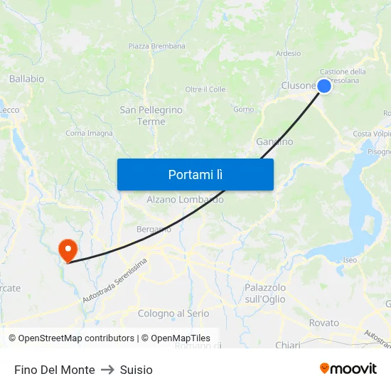 Fino Del Monte to Suisio map
