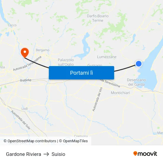 Gardone Riviera to Suisio map