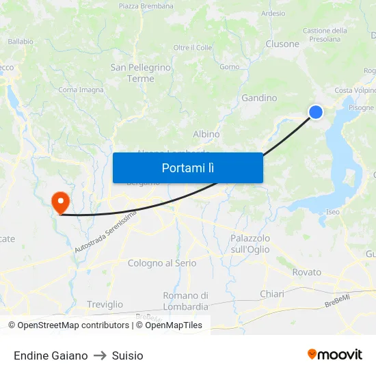 Endine Gaiano to Suisio map