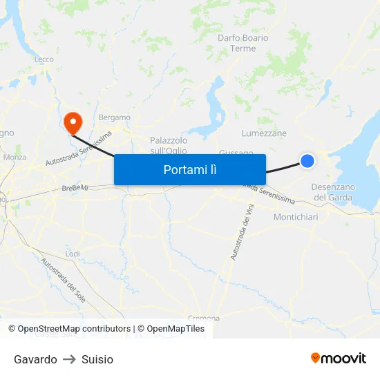 Gavardo to Suisio map
