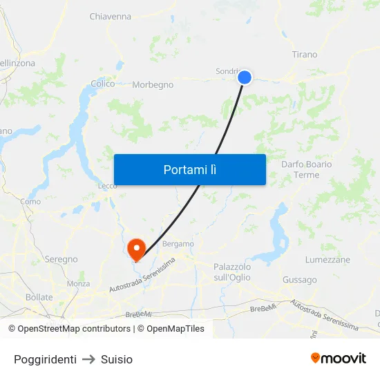 Poggiridenti to Suisio map