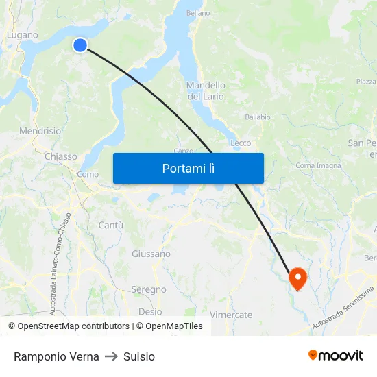 Ramponio Verna to Suisio map