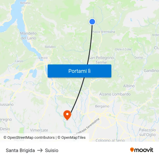Santa Brigida to Suisio map