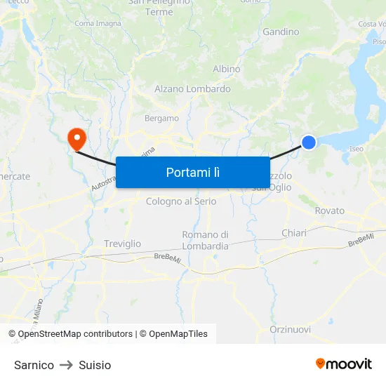 Sarnico to Suisio map