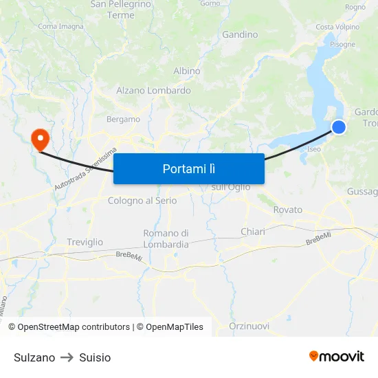Sulzano to Suisio map