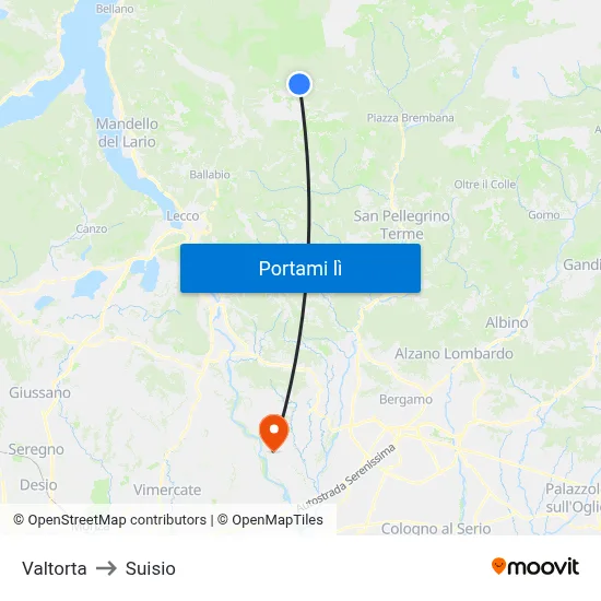 Valtorta to Suisio map