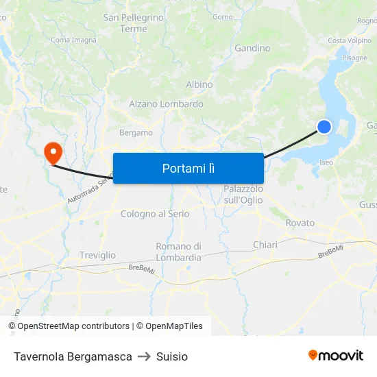 Tavernola Bergamasca to Suisio map