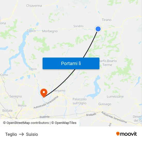 Teglio to Suisio map