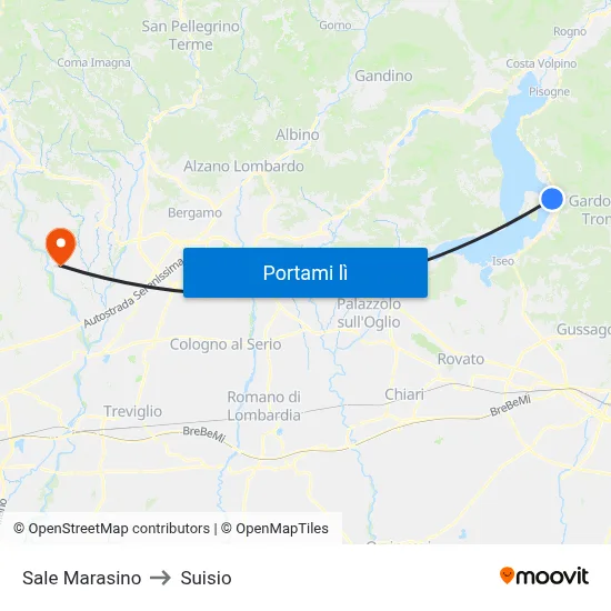 Sale Marasino to Suisio map