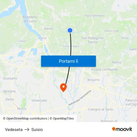 Vedeseta to Suisio map