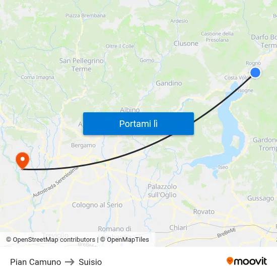 Pian Camuno to Suisio map