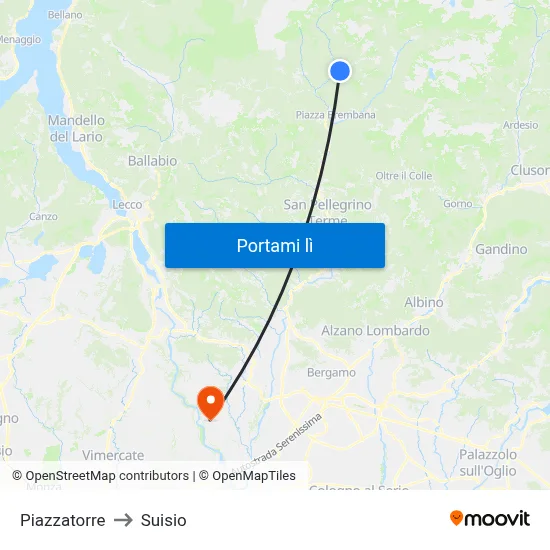 Piazzatorre to Suisio map