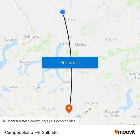 Campodolcino to Sulbiate map